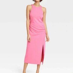 a new day Sleeveless Ruched Ponte Maxi Dress Bright Pink Medium